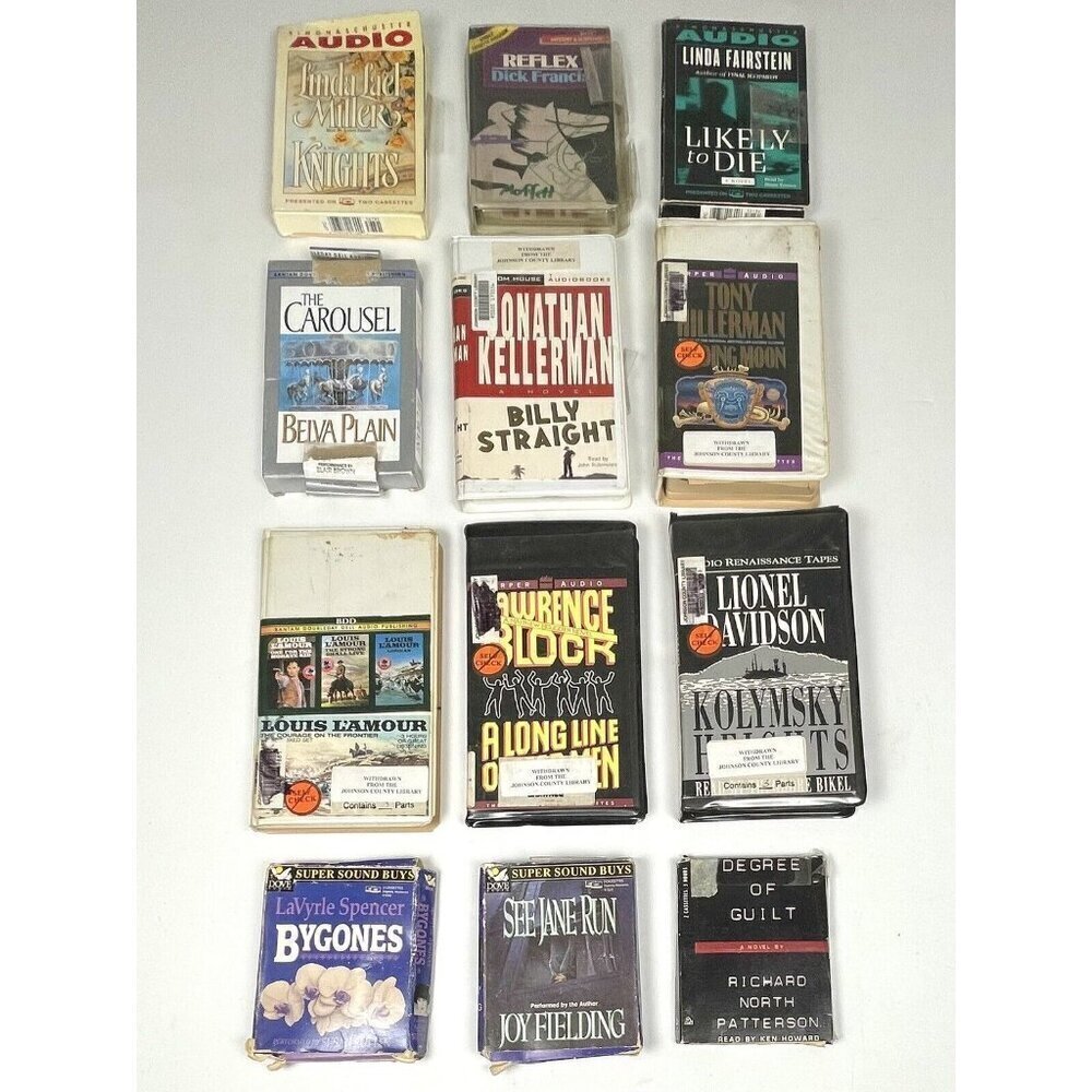 VTG LOT 12 Mystery AUDIOBOOKS on CASSETTE See Jane Run Degree of Guilt Bygones++